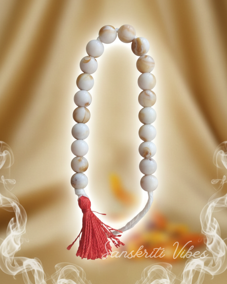 Golden White Beads Counter – 20-Bead Sakshi Mala for Japa, Meditation, and Chanting - Retail Maharaj