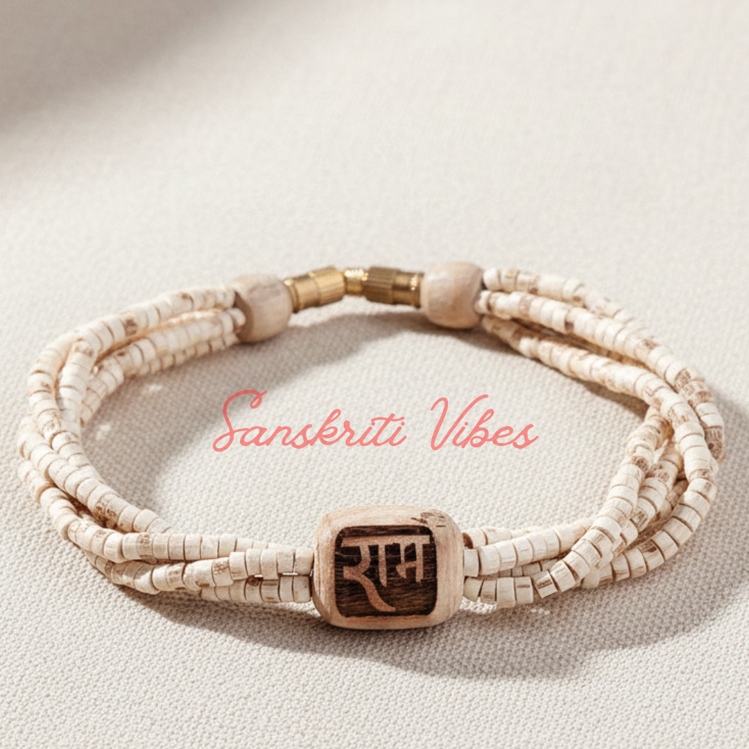 Ram Tulsi Beads Triple Layer Twisted Bracelet | Original Shyama Tulsi Mala Bracelet for Daily Wear & Spiritual Protection - Retail Maharaj
