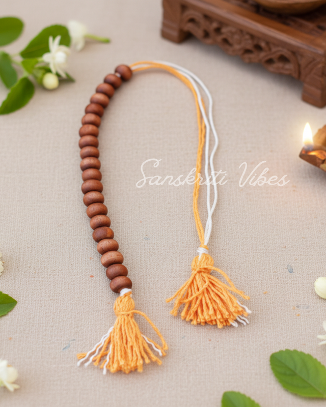 Wooden Brown Bead Sakshi Mala – 20-Bead Neem Wood Counter for Japa, Meditation, and Chanting - Retail Maharaj