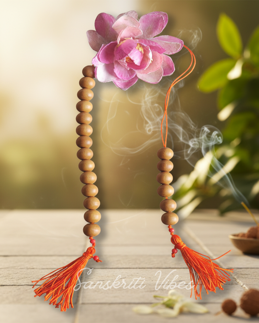Original White Sandalwood Counter Mala – 20-Bead 8mm Japa Beads for Meditation and Chanting - Retail Maharaj