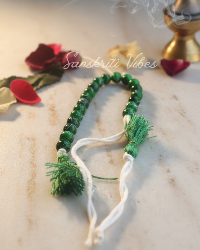 Green White Beads Counter – 20-Bead Sakshi Mala for Japa, Meditation, and Chanting - Retail Maharaj