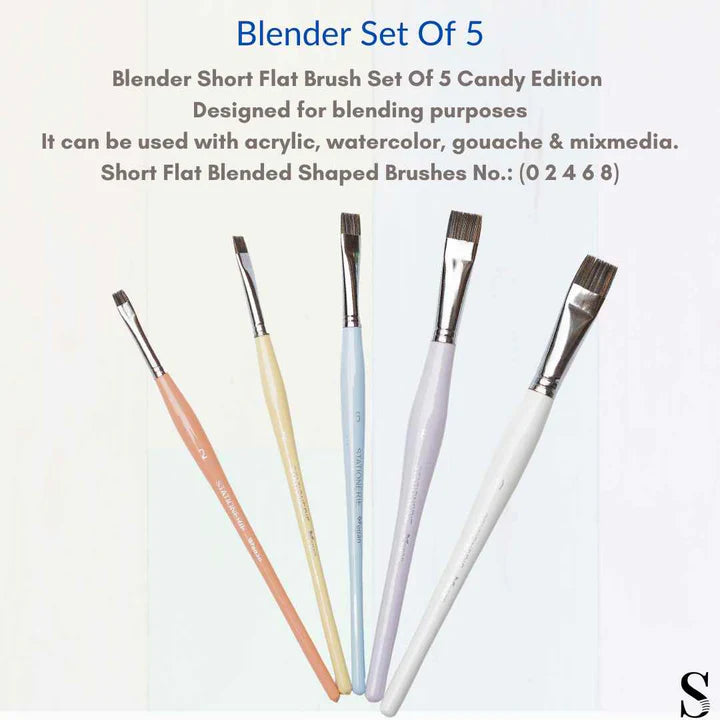 Retail Maharaj Blender Short Flat Brush Set of 5 Kolinsky - Retail Maharaj