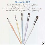Retail Maharaj Blender Short Flat Brush Set of 5 Kolinsky - Retail Maharaj