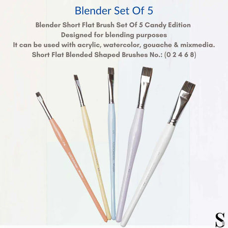 Retail Maharaj Blender Short Flat Brush Set of 5 Kolinsky - Retail Maharaj
