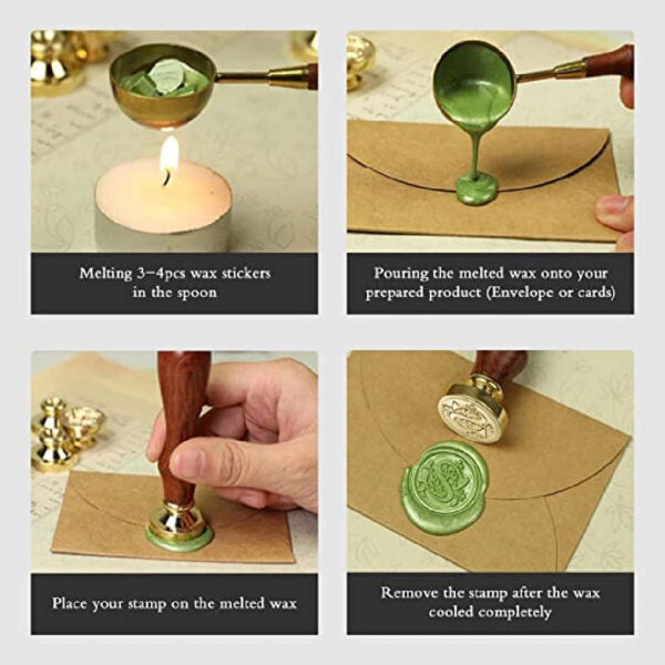 Wax Seal Stamp Kit Set of 7 for Invitations & Craft Projects - Retail Maharaj
