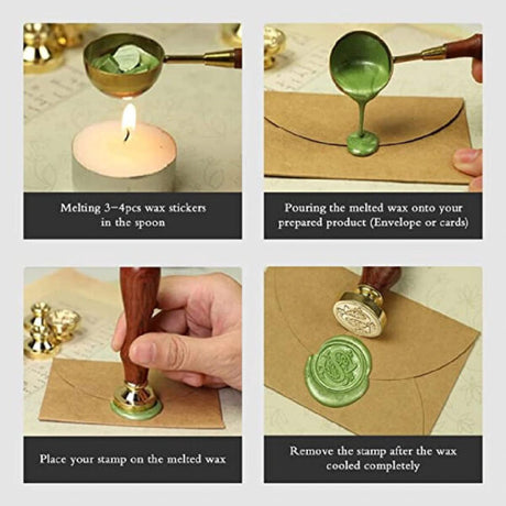 Wax Seal Stamp Kit Set of 7 for Invitations & Craft Projects - Retail Maharaj