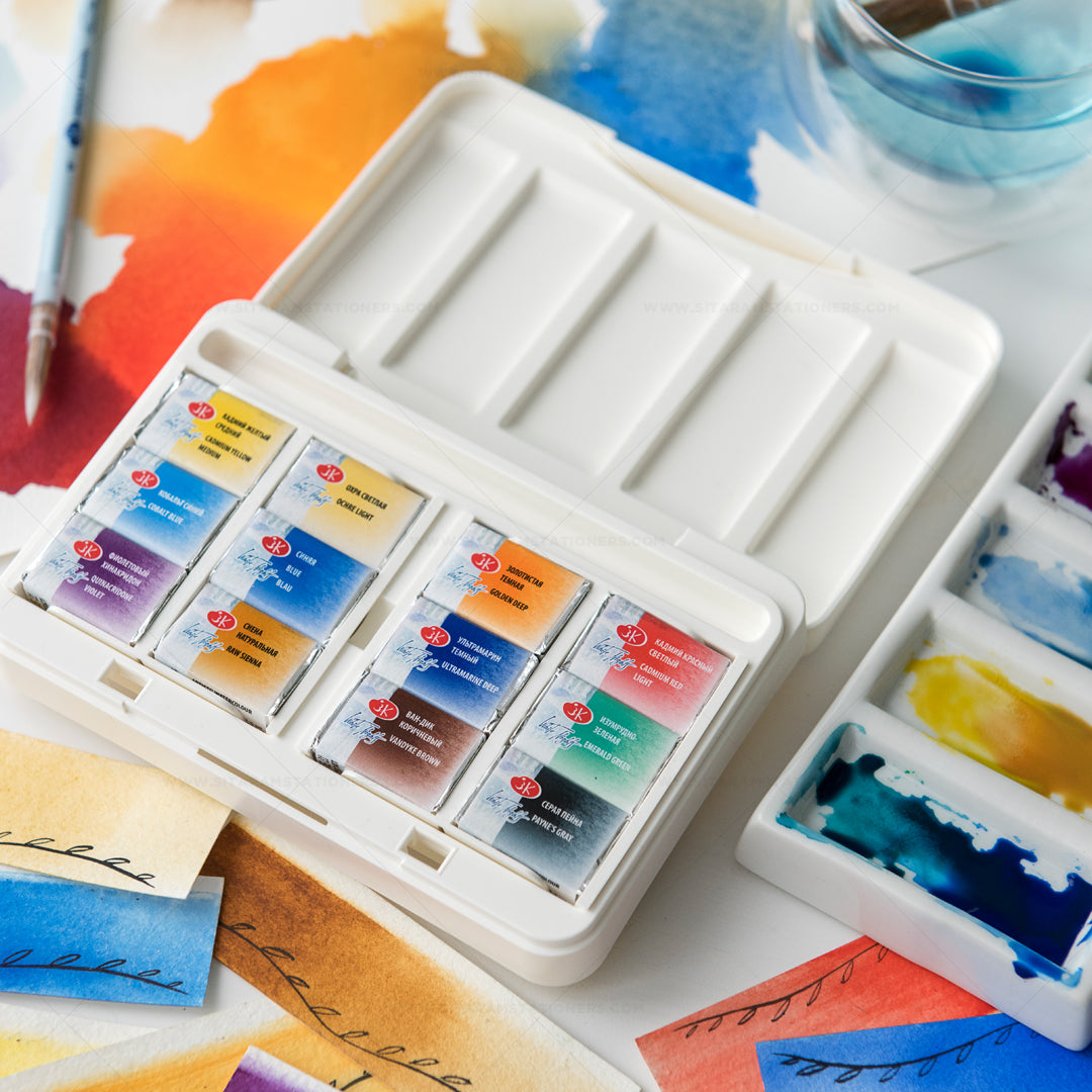 White Nights Limited Edition Watercolour Plastic Palette Full Pan Set of 12 - Retail Maharaj