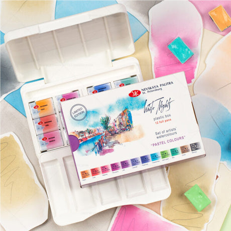 White Nights Watercolor Plastic Palette 12 Full Pans Set – Limited Edition - Retail Maharaj