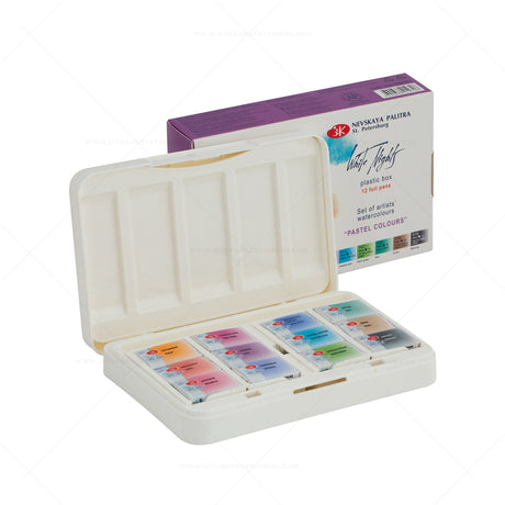 White Nights Limited Edition Watercolour Plastic Palette Full Pan Set of 12 - Retail Maharaj
