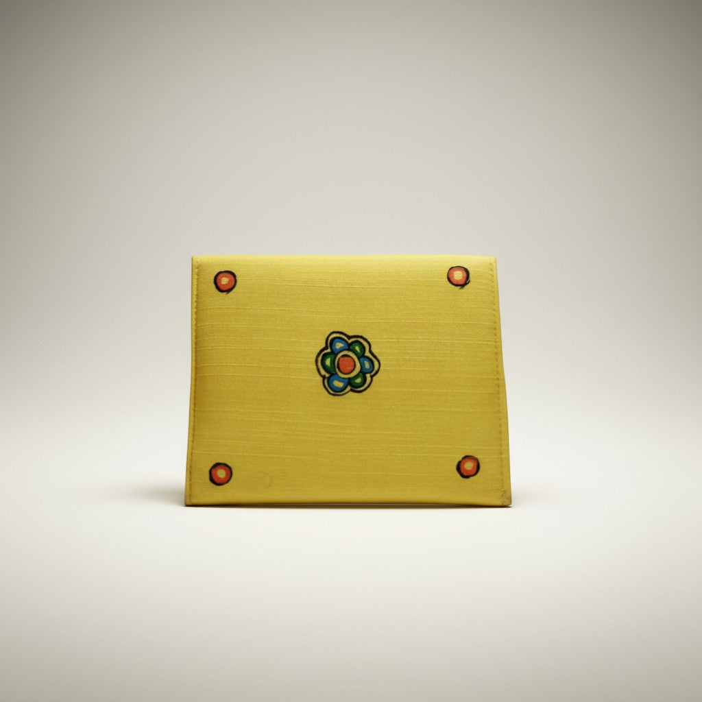 Handmade Madhubani Coin Pouch – Silk Mithila Art Mini Wallet | Traditional Indian Folk Art Accessory - Retail Maharaj