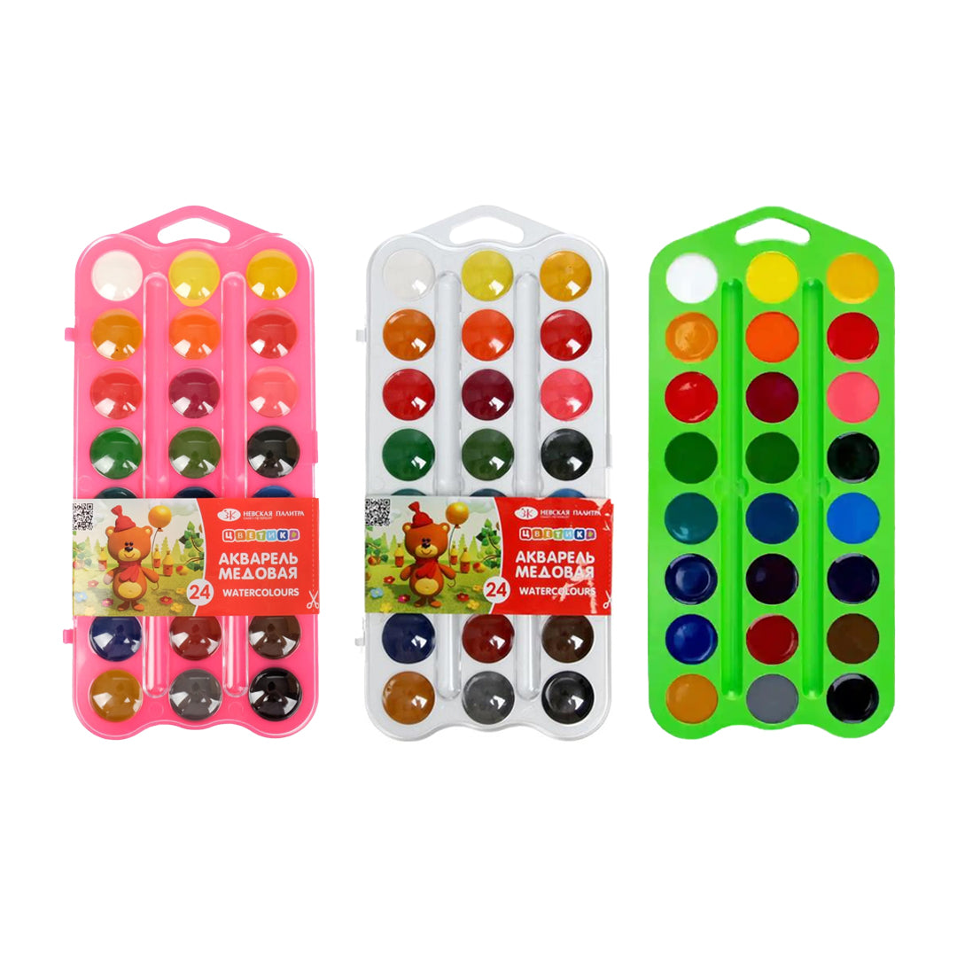 Nevskaya Palitra Tsvetik Kids Watercolour Paint Set in Plastic Box - Retail Maharaj