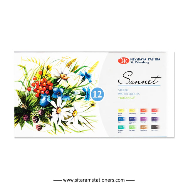 Sonnet Thematic Watercolour Paint Set of 12 for Botanica and Plein Air Painting - Retail Maharaj