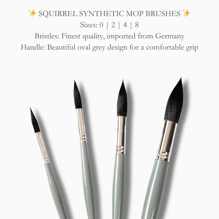 Stationerie Squirrel Synthetic Mop Brush Set of 4 - Retail Maharaj