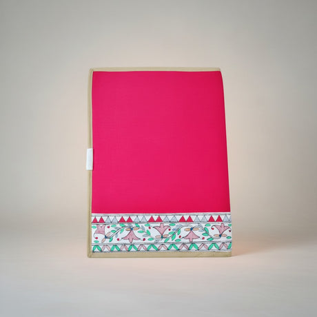 Handmade Silk File Folder with Madhubani Art | Mithila Painting Document Holder Ethnic Office Decor - Retail Maharaj