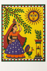 Handmade Madhubani Painting – A Village Scene | Mithila Art Traditional Indian Folk Wall Decor