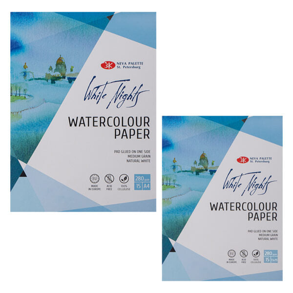 White Nights Watercolour Paper Pad 280gsm Natural White - Retail Maharaj