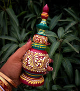 Premium Handcrafted Wooden Bengali Gach Kouto (7.5 Inch) – Traditional Red & Green Bridal Accessory