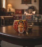 Premium Hand-Painted Wooden Kunke (3 Inch) – Authentic Bengali Groom's Sindoor Applicator