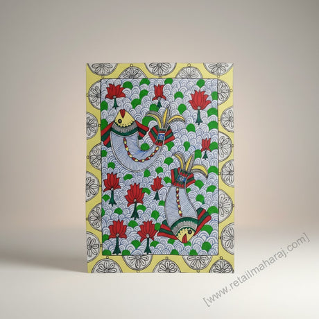 Handmade Madhubani Painting – Floating Fishes | Mithila Art Traditional Indian Folk Wall Decor - Retail Maharaj
