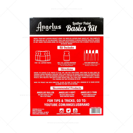 Angelus Leather Paint Basics Kit 11pc Set for Custom Leather Art and Restoration - Retail Maharaj