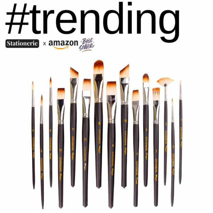 Stationerie Mix Paint Brush Set of 15 Velour Mix Media - Retail Maharaj