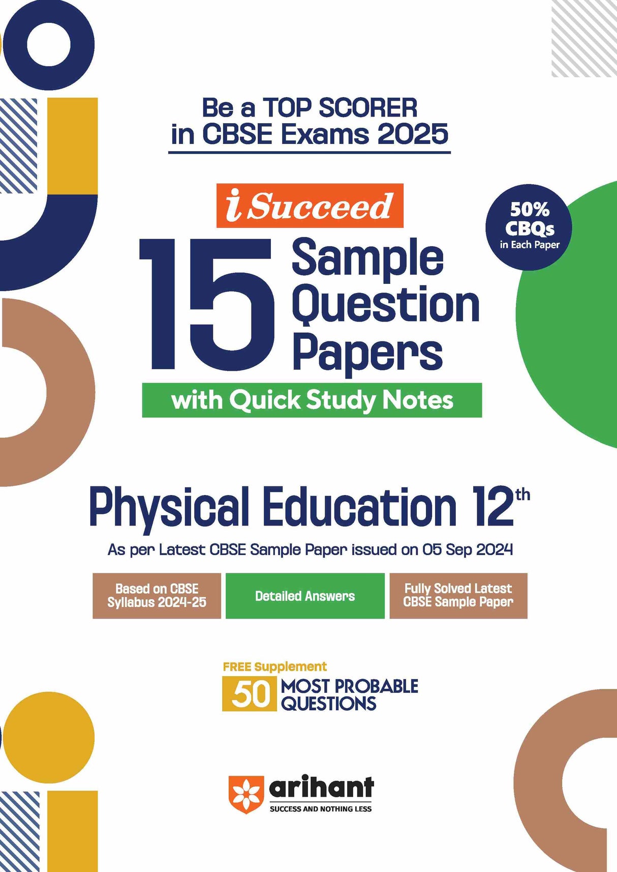 i-Succeed CBSE Physical Education Class 12th | 15 Sample Question Papers | For CBSE Exams 2025 - Retail Maharaj