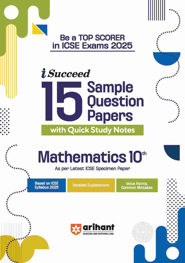 i-Succeed ICSE Mathematics Class 10th | 15 Sample Question Papers | For ICSE Exams 2025 - Retail Maharaj