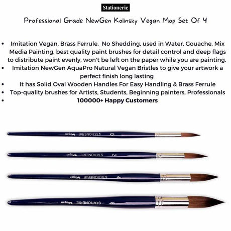Stationerie Mop Set of 4 Kolinsky Synthetic - Retail Maharaj