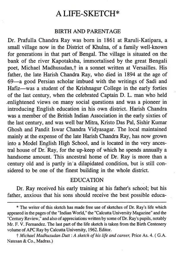 Acharya Prafulla Chandra Ray- A Collection of Writings Volume II A (Literature, Education and Science)