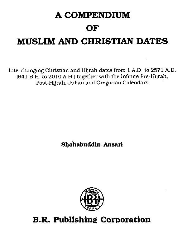 A Compendium of Muslim and Christian Dates - Retail Maharaj