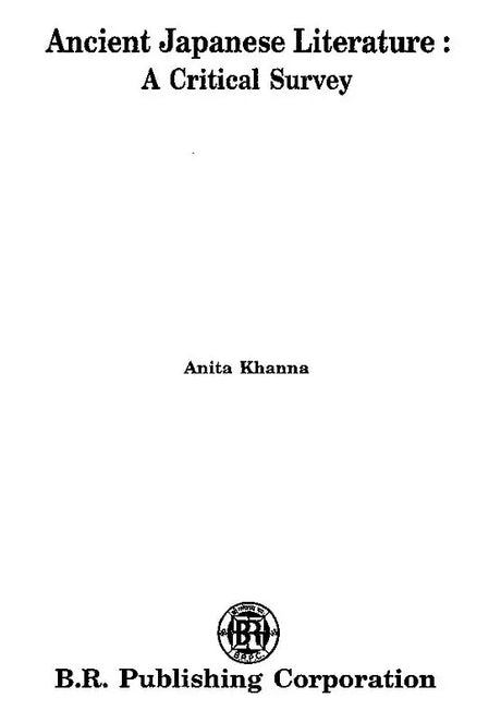 Ancient Japanese Literature (A Critical Survey) - Retail Maharaj