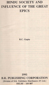 Hindu Society and Influence of the Great Epics (An Old and Rare Book) - Retail Maharaj