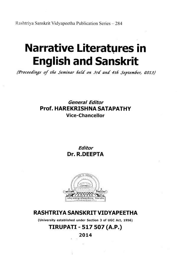 Narrative Literatures in English and Sanskrit (Proceedings of the Seminar held on 3rd and 4th September 2013) - Retail Maharaj