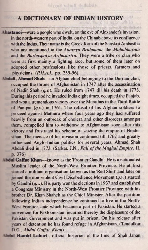 A Dictionary of Indian History (An Old and Rare Book)