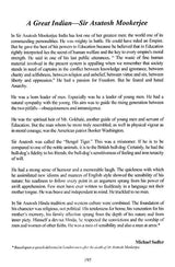 Sri Asutosh Mookerjee: A Tribute