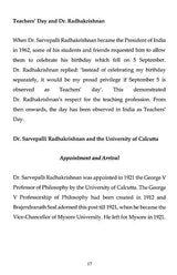 Dr. Sarvepalli Radhakrishnan and The University of Calcutta