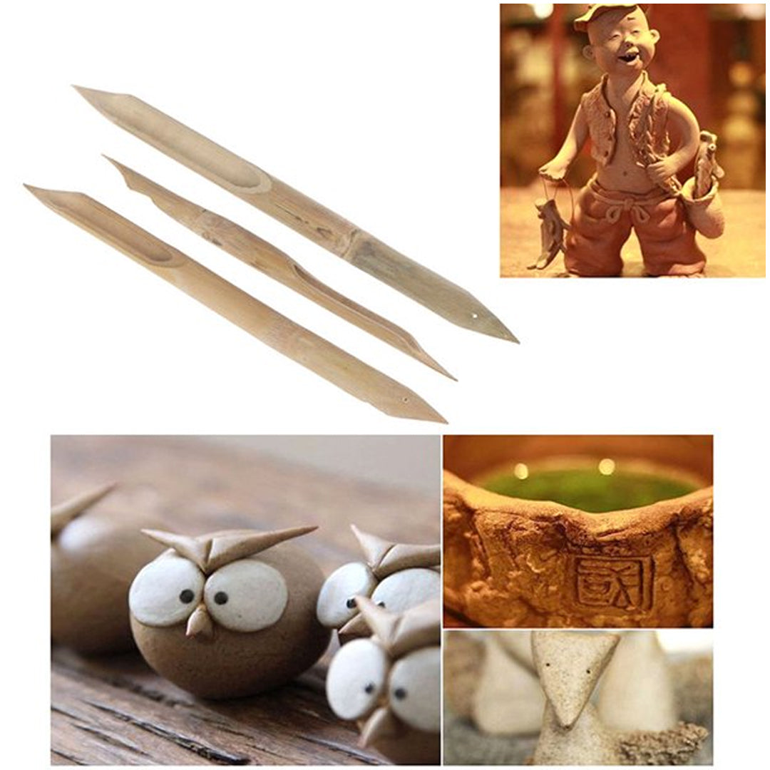 Art Tools 3pcs Set – Bamboo Sculpture Making Kit (Clay & Pottery Tools) - Retail Maharaj