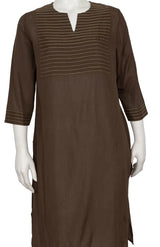Embroidered Cotton Kameez – Brown - Retail Maharaj