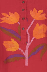 Jamdani Cotton Kameez – Red - Retail Maharaj
