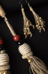 Jute Necklace Set-Moti Gochha – Golden - Retail Maharaj