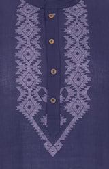 Jamdani Cotton Kurta – Blue - Retail Maharaj
