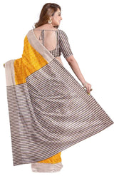 Handcrafted Kantha Silk Jalchuri Saree – Yellow - Retail Maharaj