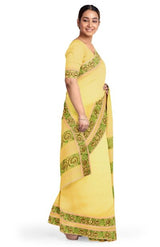 Handloom Cotton Silk Saree – Yellow - Retail Maharaj