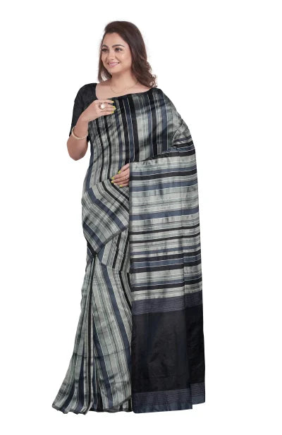 Handwoven Tangail Silk Saree – Shades of Blue - Retail Maharaj