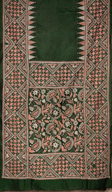 Kantha Silk Saree – Green - Retail Maharaj