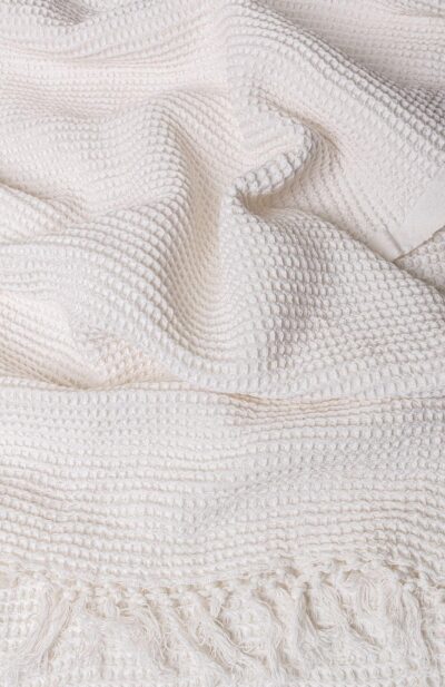 Handwoven White Honeycomb Cotton Bath Towel - Retail Maharaj