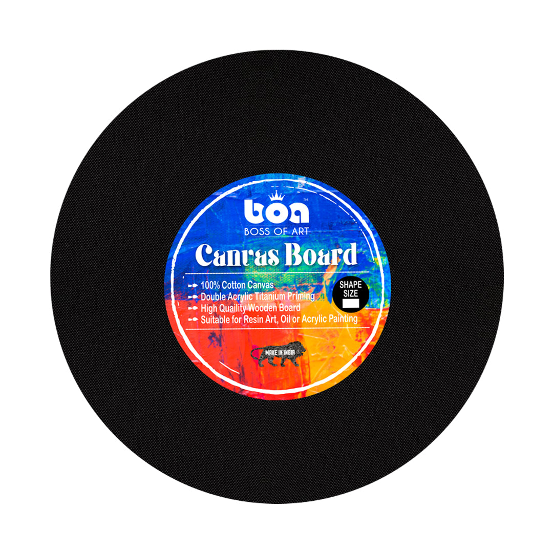 Boss of Art Black Canvas Board Premium Cotton Assorted Shapes and Sizes - Retail Maharaj