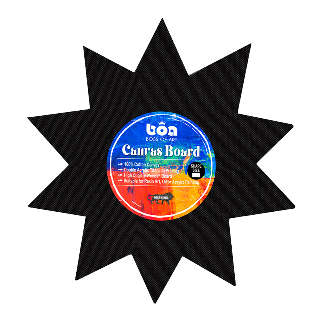 Boss of Art Black Canvas Board Premium Cotton Assorted Shapes and Sizes - Retail Maharaj