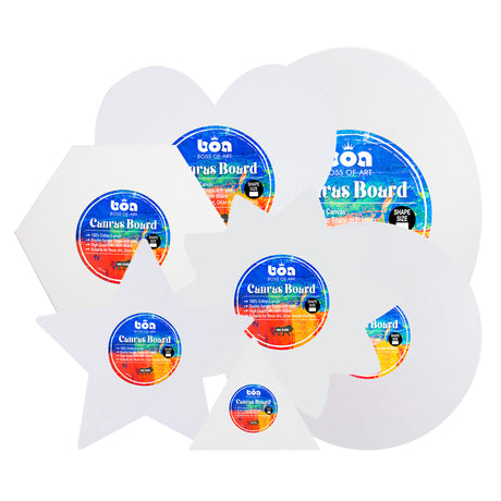 Boss of Art White Canvas Board Premium Cotton Assorted Shapes and Sizes - Retail Maharaj