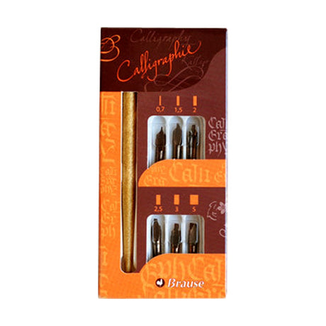 Brause Calligraphy Nib Set 141B with Bandzug Nibs and Wooden Holder - Retail Maharaj